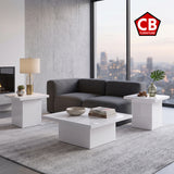LUCILLE Glossy White 3 Piece Table Set