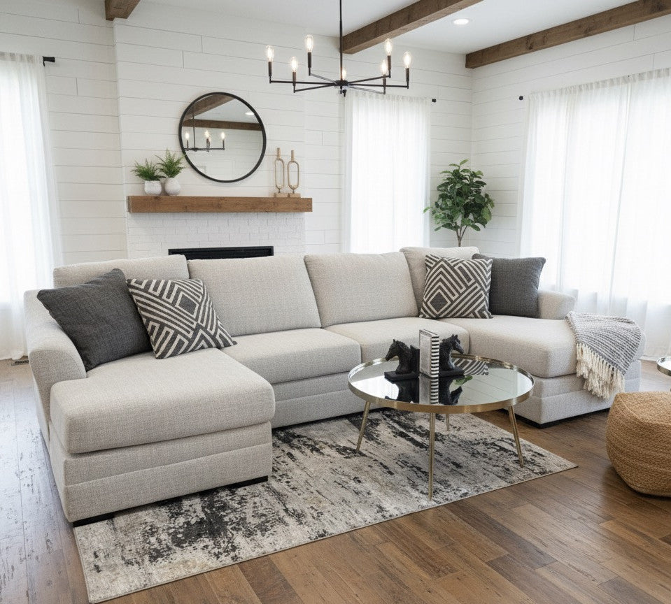 LUFKIN Taupe 141" x 61" Oversized Double-Chaise Sectional