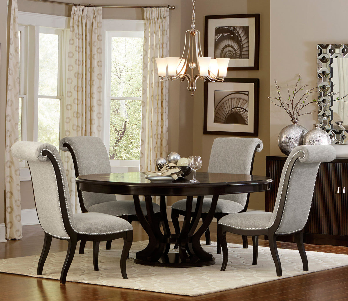 LUIZA Dark Brown 5 Piece Dining Set with Expandable Table