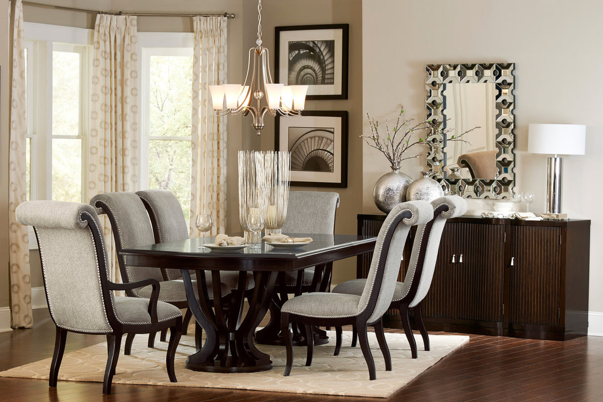 LUIZA Dark Brown 7 Piece Dining Set with Expandable Table