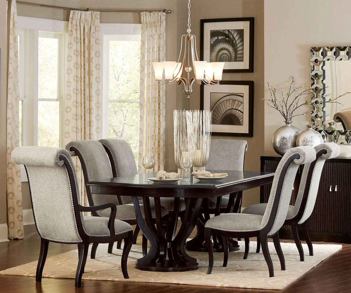 LUIZA Dark Brown 7 Piece Dining Set with Expandable Table