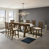 LUKAS Distressed Brown 7 Piece Counter Height Set