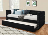 LYNDA Black Velvet Daybed with Trundle