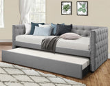 LYNDA Gray Linen Daybed with Trundle