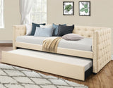 LYNDA Beige Linen Daybed with Trundle
