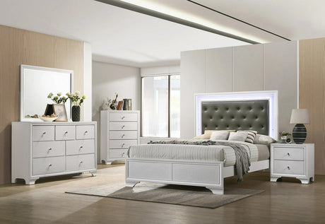 KRISTAL White & Gray Youth LED Bedroom Set
