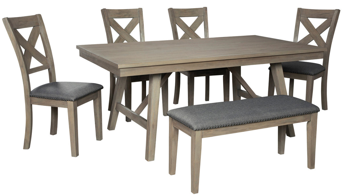 LACHLAN 6 Piece Dining Set with Bench