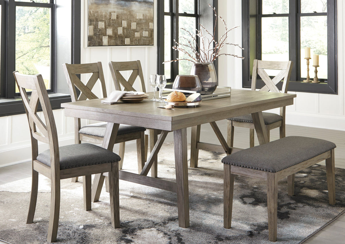 LACHLAN 6 Piece Dining Set with Bench