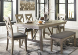 LACHLAN 6 Piece Dining Set with Bench