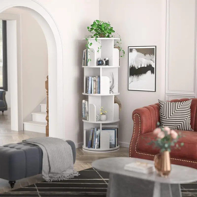 Leander White Rotating Bookcase