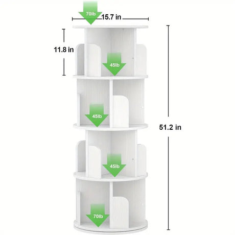 Leander White Rotating Bookcase