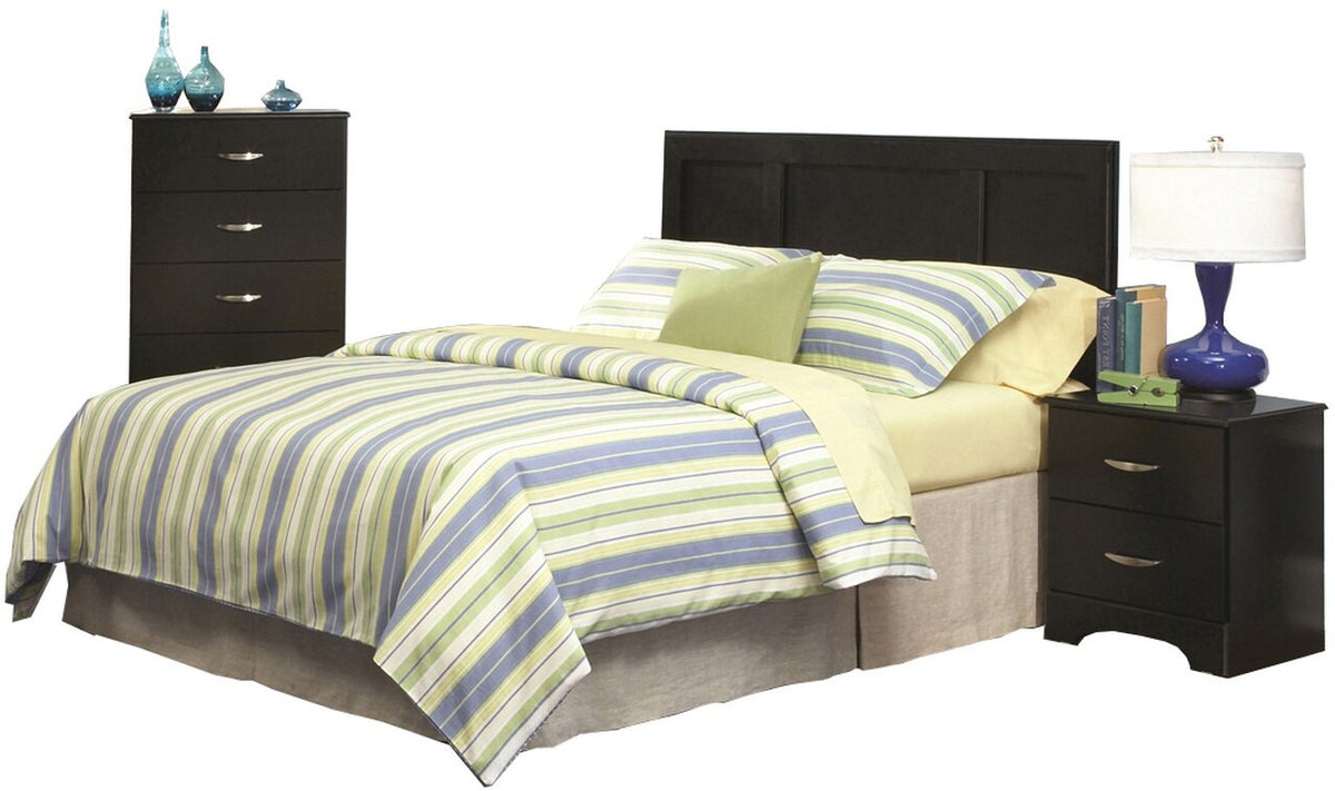 LEONE Black Twin Headboard Bed