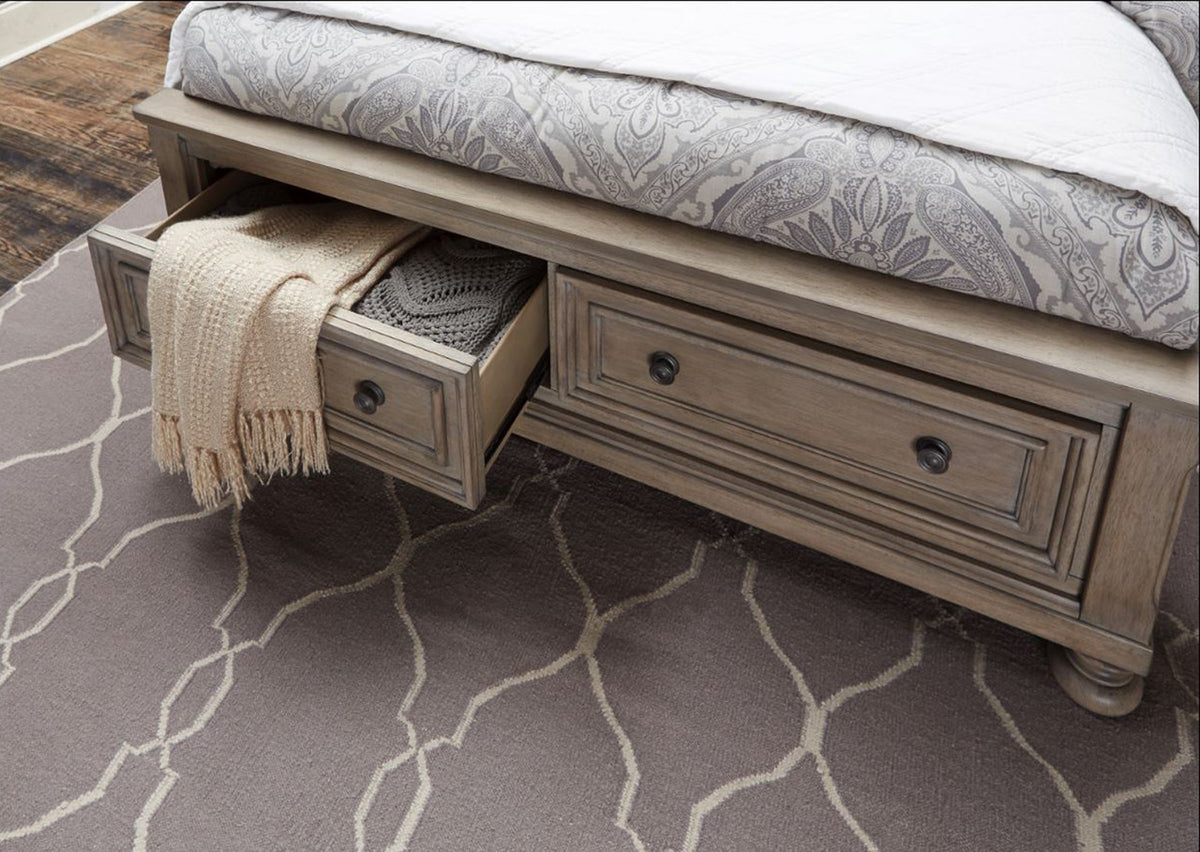 LETY Gray Platform Storage Bedroom with Hidden Drawers