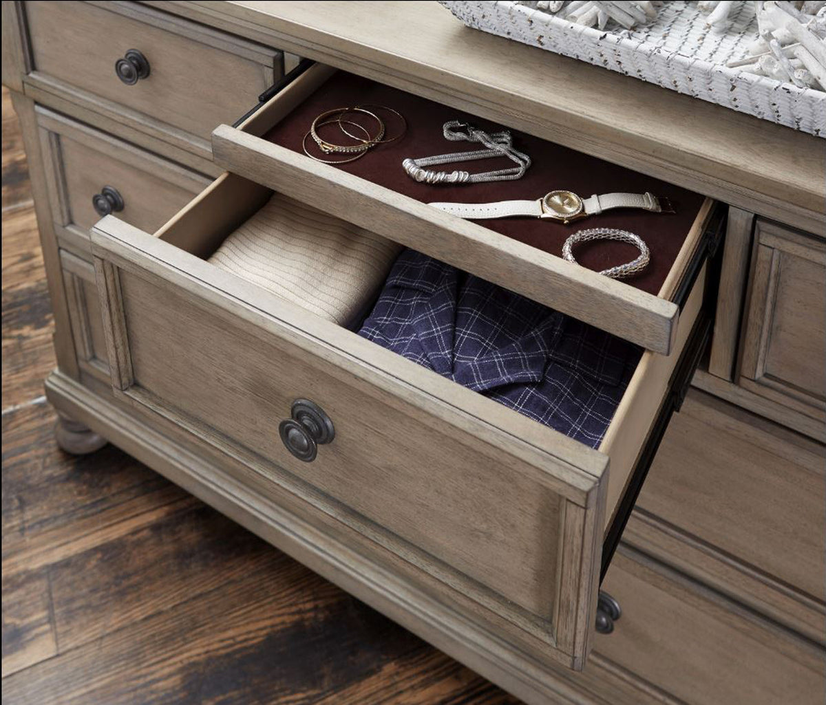 LETY Gray Platform Storage Bedroom with Hidden Drawers