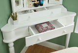 LINETTE White 38" Wide Corner Vanity with Stool