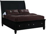 Lozano Black Platform Bed with Drawers