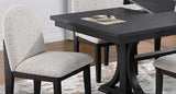 LYDIA Black Rectangle and Boucle 7 Piece Dining Set