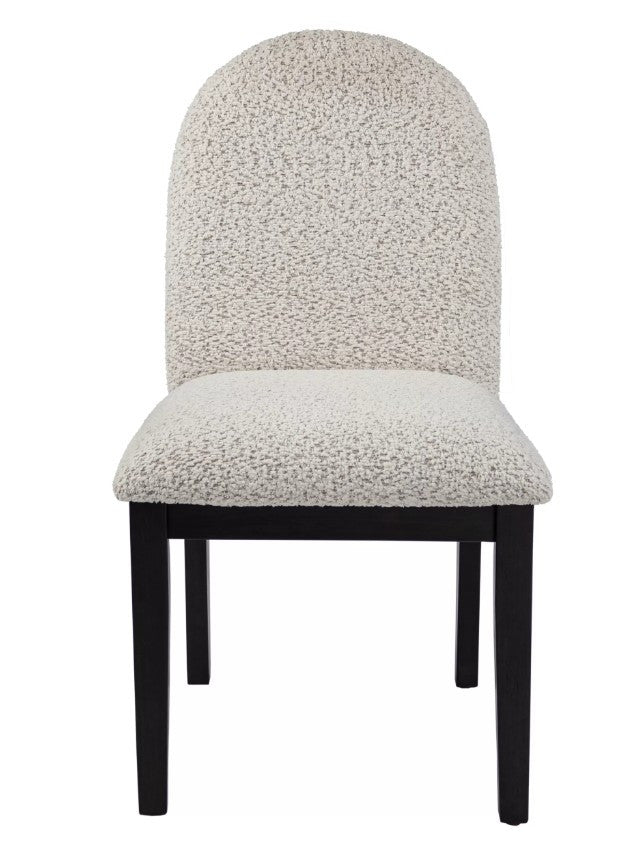 LYDIA Black Rectangle and Boucle 7 Piece Dining Set