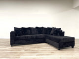 MAGIANI Black Corduroy 107" Wide Sectional