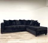 MAGIANI Black Corduroy 107" Wide Sectional