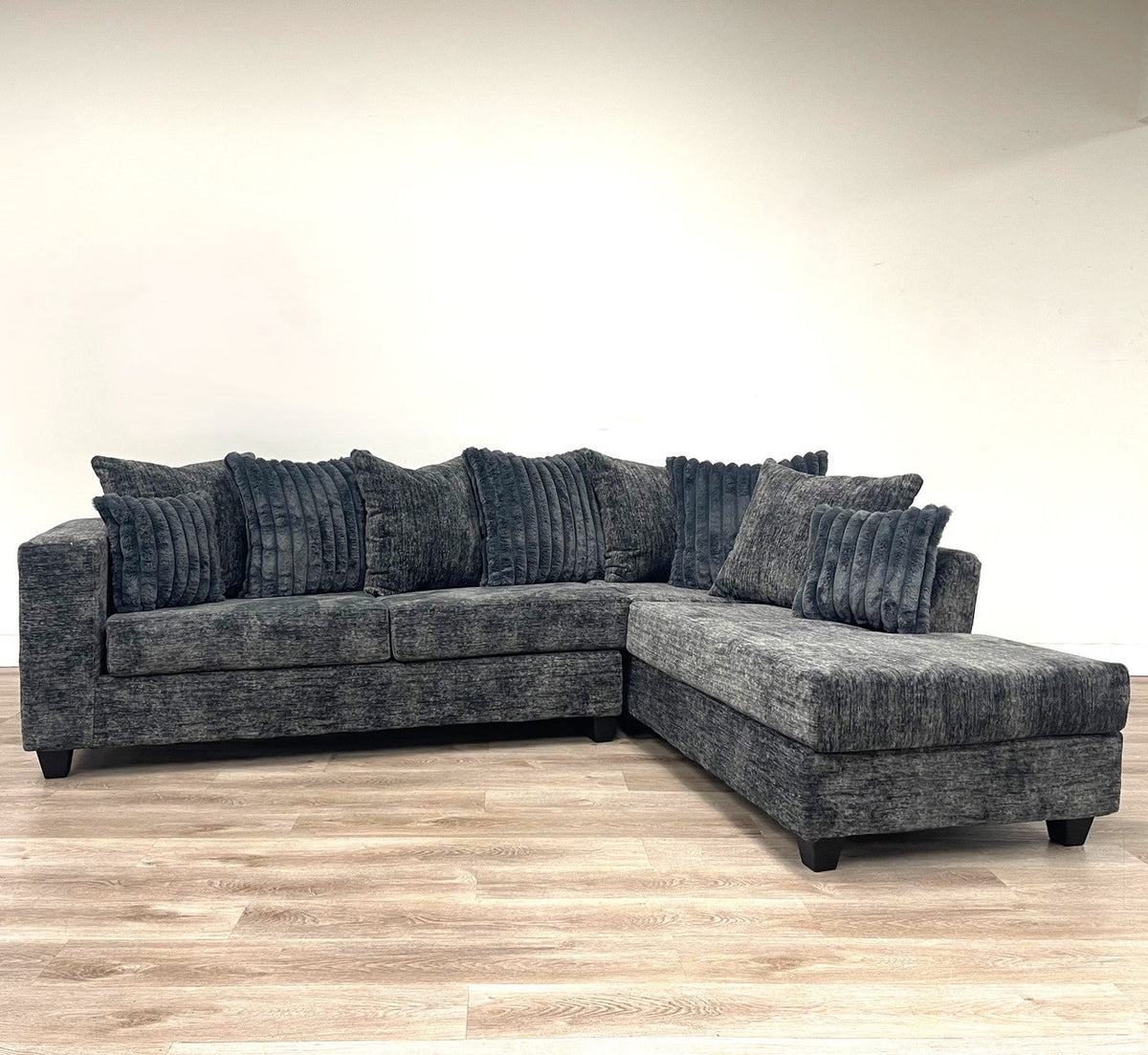 MAGIANI Charcoal Corduroy 107" Wide Sectional