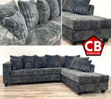 MAGIANI Charcoal Corduroy 107" Wide Sectional
