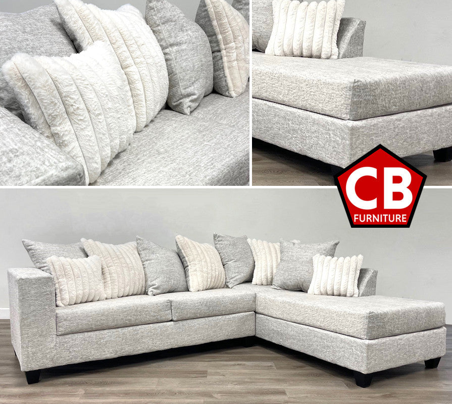 MAGIANI Cream Corduroy 107" Wide Sectional
