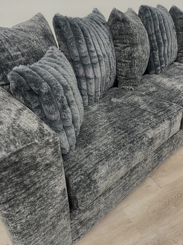 MAGIANI Charcoal Corduroy 107" Wide Sectional