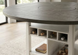 MANNA White & Gray 60" x 60" Counter Height Table with Lazy-Susan