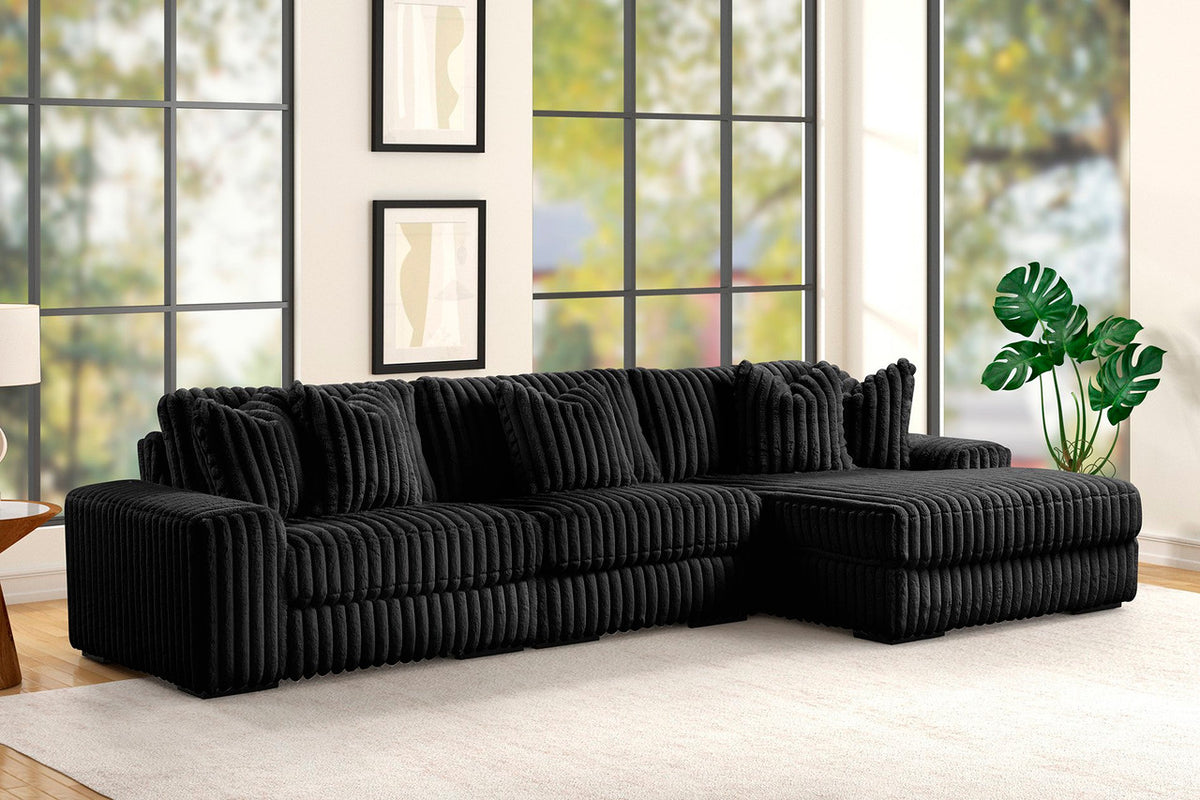 MARCELLA Black 142" Wide Modular Sectional