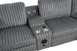 MARCELLA Gray Corduroy Power Sectional with Bluetooth Speakers