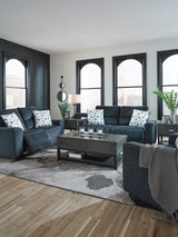 MARKSTON Denim Blue Power Reclining Living Room Set