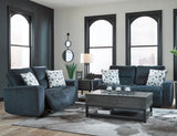 MARKSTON Denim Blue Power Reclining Living Room Set