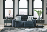 MARKSTON Denim Blue 74" Wide Power Reclining Loveseat