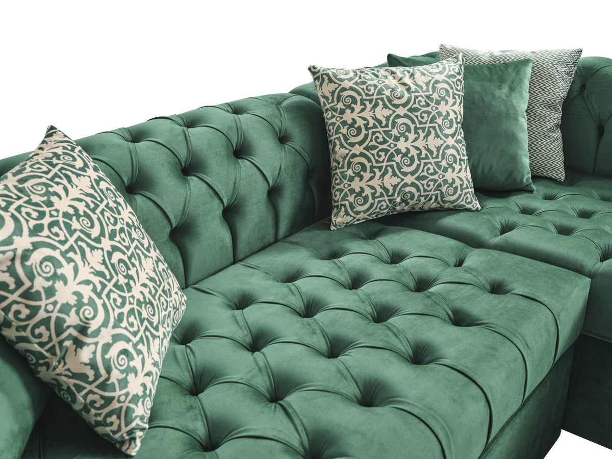 MARRIOTT Green Velvet 100" Wide Sectional