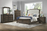 MARVAL Walnut Upholstered Sleigh Bedroom Set