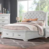 MARVAL Vintage White Upholstered Sleigh Bedroom Set