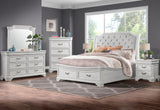 MARVAL Vintage White Upholstered Sleigh Bedroom Set