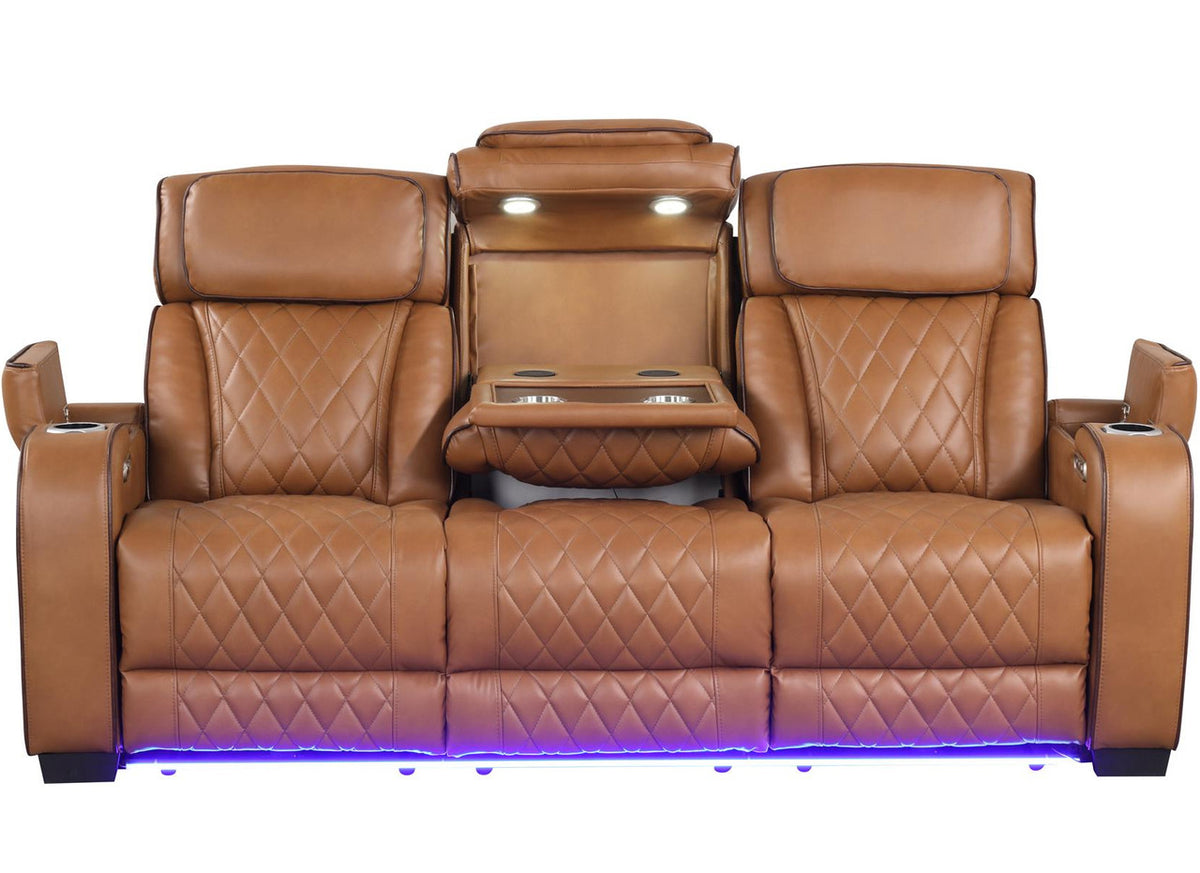 MARVEL Caramel Brown Livingroom with Bluetooth Speakers & LED Lighting