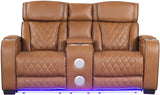 MARVEL Caramel Brown Livingroom with Bluetooth Speakers & LED Lighting