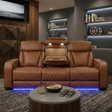 MARVEL Caramel Brown Livingroom with Bluetooth Speakers & LED Lighting
