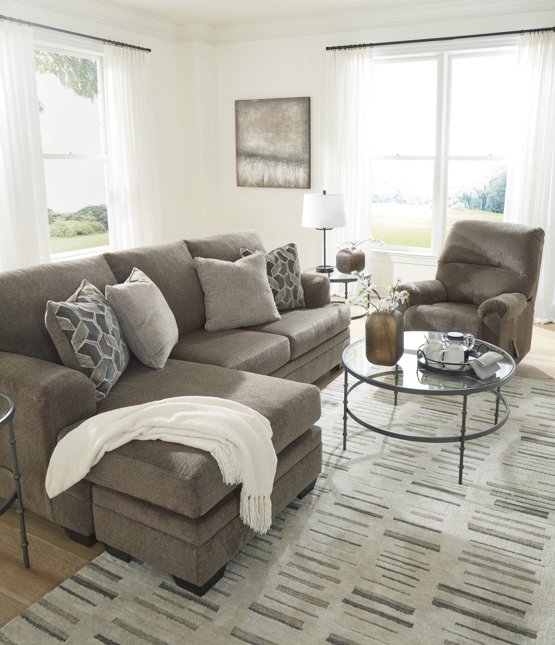 MATHEW Nutmeg 92" x 62" Reversible Sofa Chaise