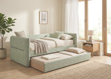 MAURA Light Green Tweed Daybed with Trundle