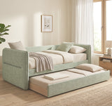 MAURA Light Green Tweed Daybed with Trundle