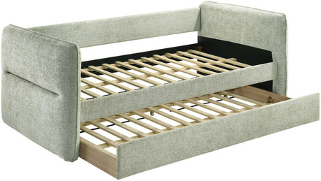 MAURA Light Green Tweed Daybed with Trundle