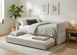 MAURA Light Grey Tweed Daybed with Trundle
