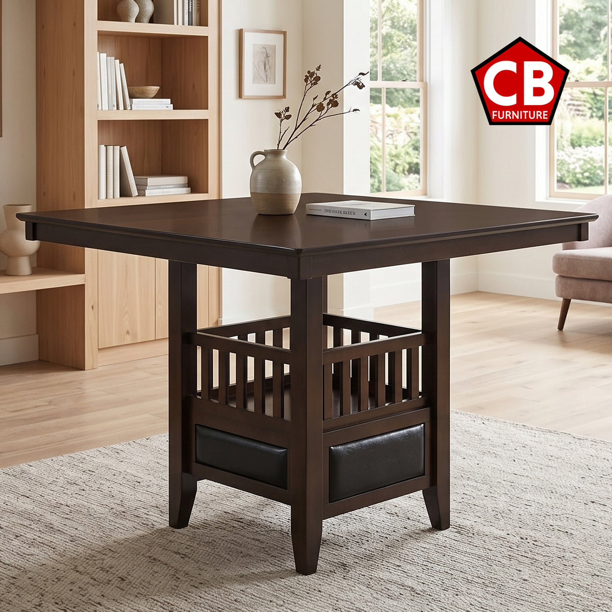 MAURICE Dark Brown 47" x 47" Counter Table