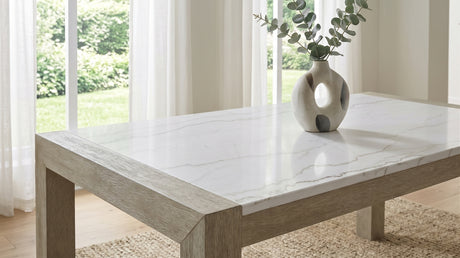 BAYSIDE Greige Real Marble 66" Wide x 38" Depth Dining Table