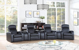 MAXX Black Leather 7 Piece Reclining Theater Seats