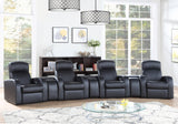MAXX Black Leather 7 Piece Reclining Theater Seats